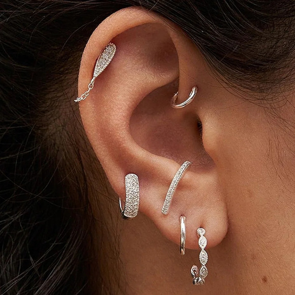 *NEW Drop Chain Earrings White Gold Filled 11.4 mm - Picture 2 of 6